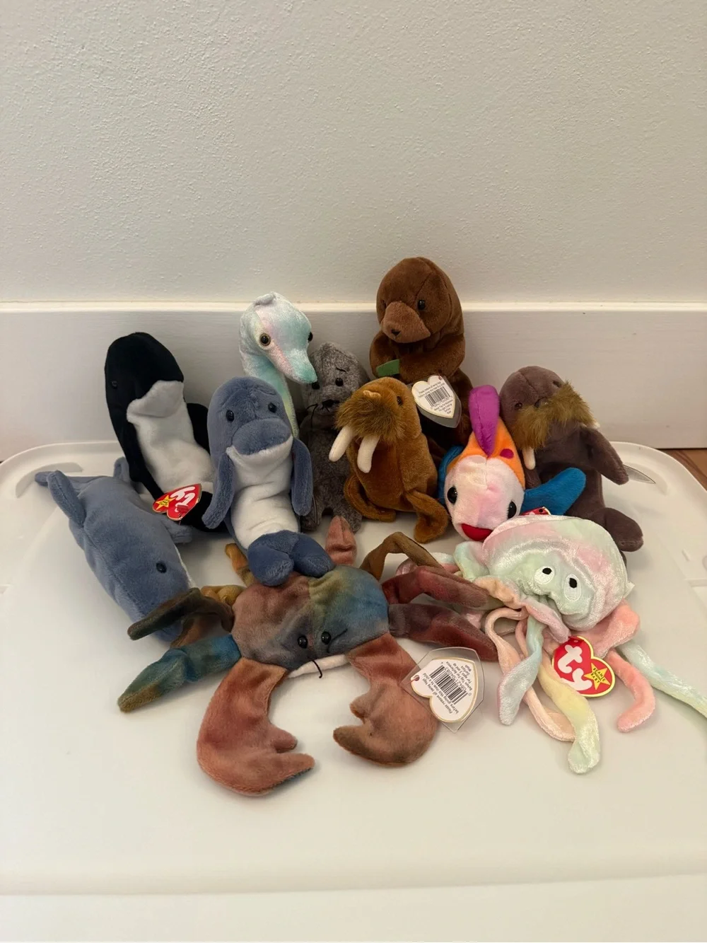 NWT Vintage Ty Beanie Babies Bundle of (11) Sealife Ocean Animals Bean Bag Plush